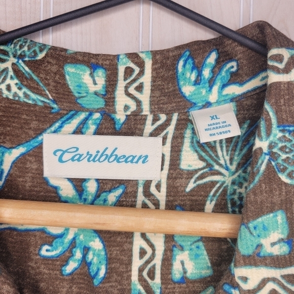 Caribbean Men’s Button-Down Hawaiian Shirt Sz XL - Picture 4 of 5